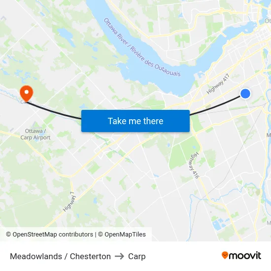 Meadowlands / Chesterton to Carp map