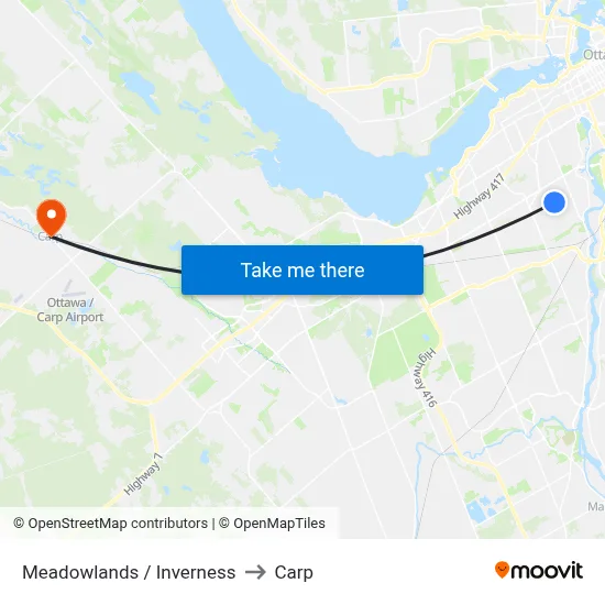 Meadowlands / Inverness to Carp map