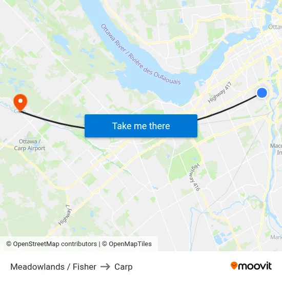 Meadowlands / Fisher to Carp map