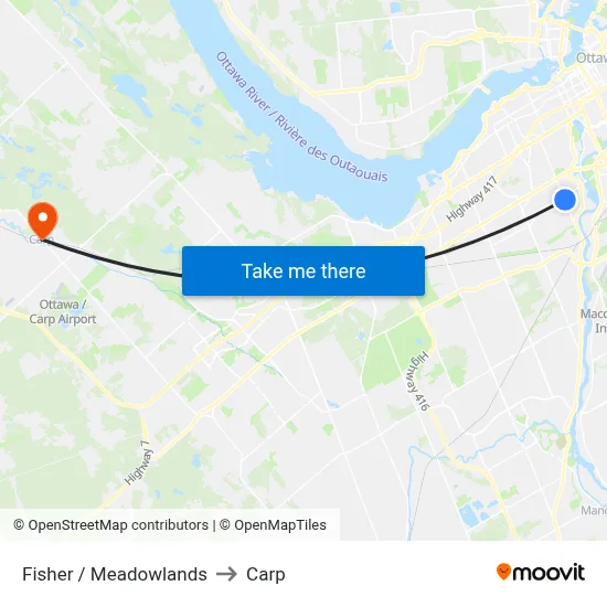 Fisher / Meadowlands to Carp map