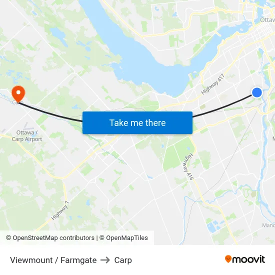 Viewmount / Farmgate to Carp map