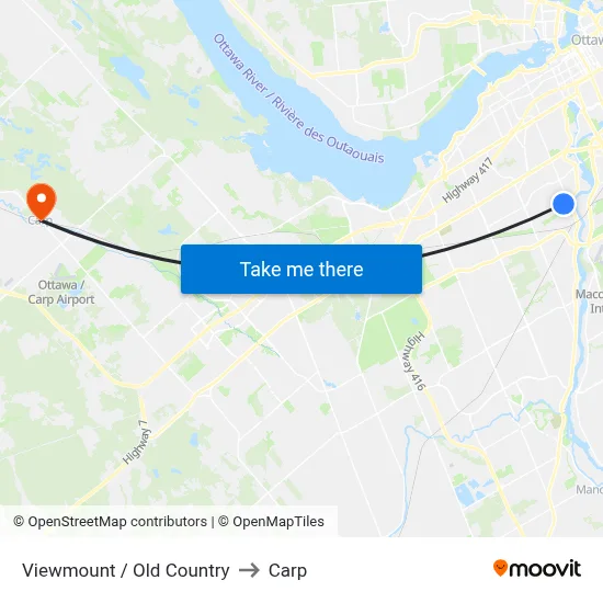 Viewmount / Old Country to Carp map