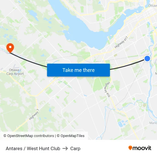 Antares / West Hunt Club to Carp map