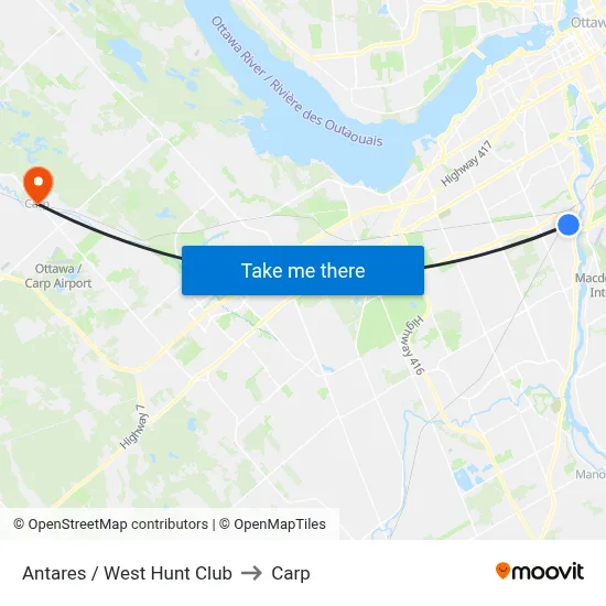 Antares / West Hunt Club to Carp map