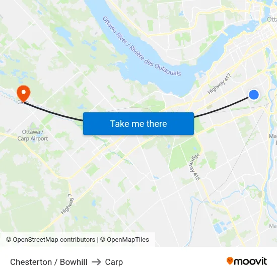 Chesterton / Bowhill to Carp map
