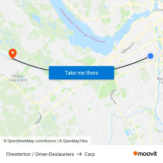 Chesterton / Omer-Deslauriers to Carp map