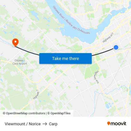 Viewmount / Norice to Carp map