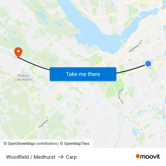 Woodfield / Medhurst to Carp map
