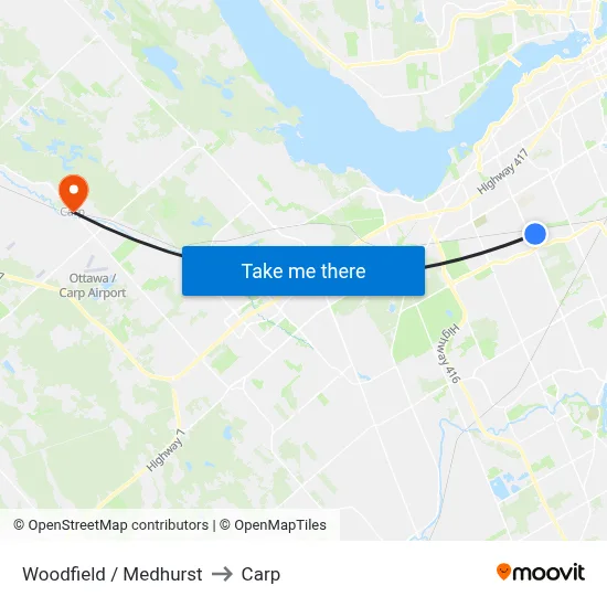 Woodfield / Medhurst to Carp map