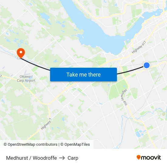Medhurst / Woodroffe to Carp map