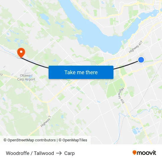 Woodroffe / Tallwood to Carp map