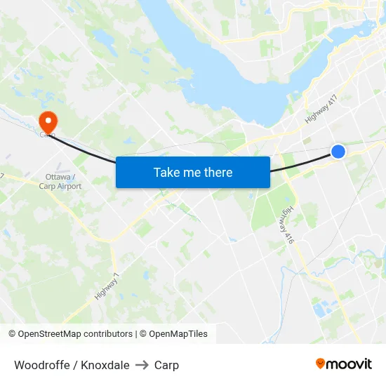 Woodroffe / Knoxdale to Carp map