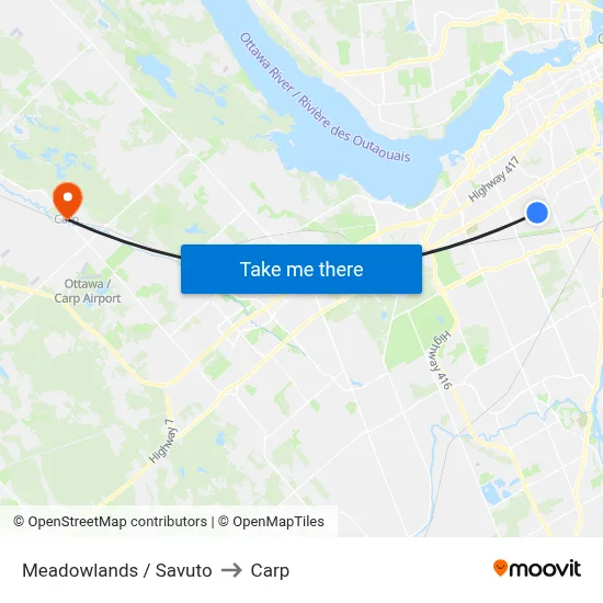Meadowlands / Savuto to Carp map