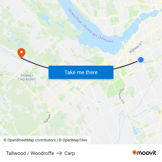 Tallwood / Woodroffe to Carp map