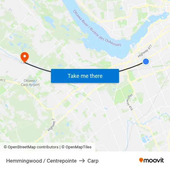 Hemmingwood / Centrepointe to Carp map