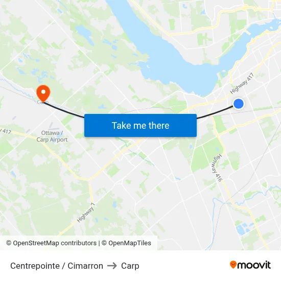 Centrepointe / Cimarron to Carp map