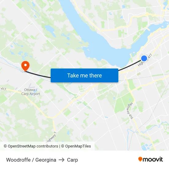 Woodroffe / Georgina to Carp map