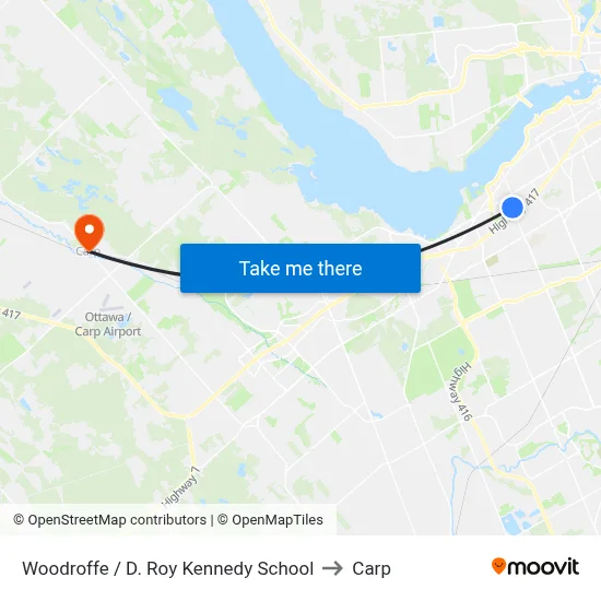Woodroffe / D. Roy Kennedy School to Carp map