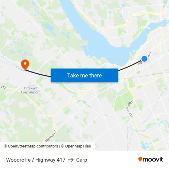 Woodroffe / Highway 417 to Carp map