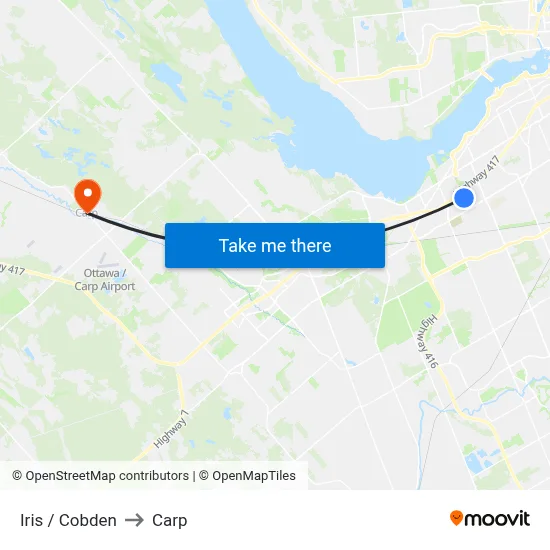 Iris / Cobden to Carp map