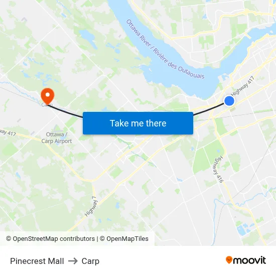 Pinecrest Mall to Carp map