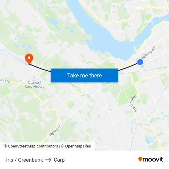 Iris / Greenbank to Carp map