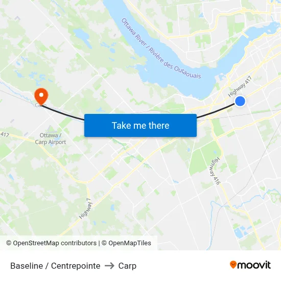 Baseline / Centrepointe to Carp map