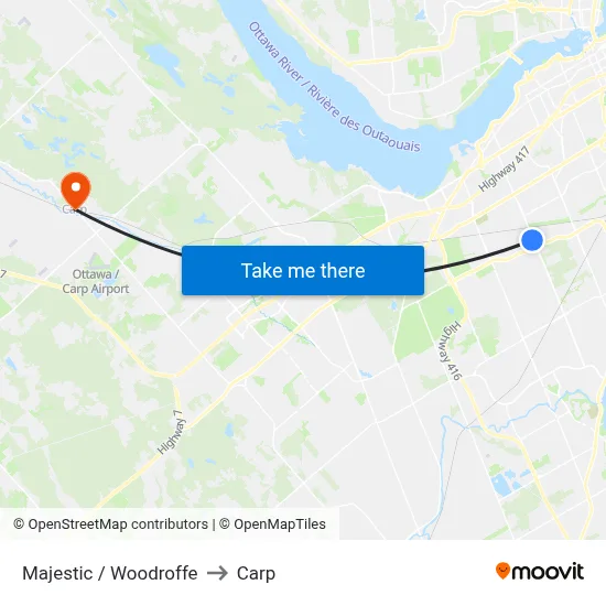 Majestic / Woodroffe to Carp map