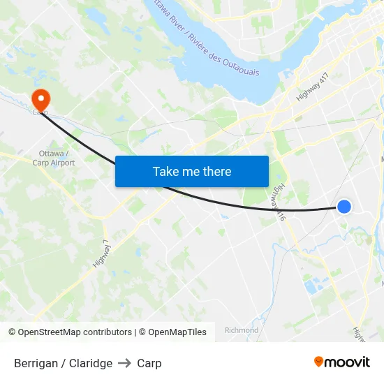 Berrigan / Claridge to Carp map