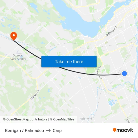 Berrigan / Palmadeo to Carp map