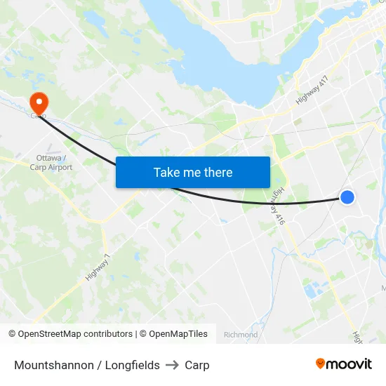 Mountshannon / Longfields to Carp map