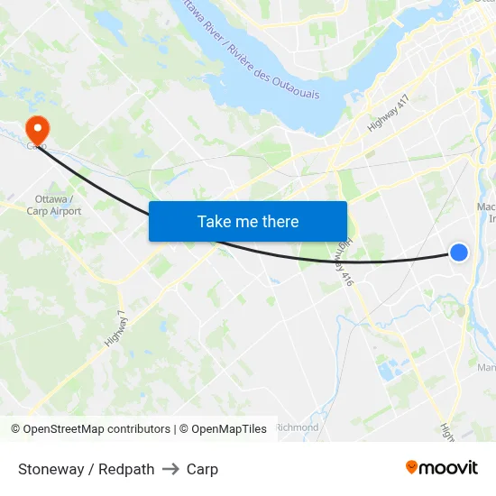 Stoneway / Redpath to Carp map