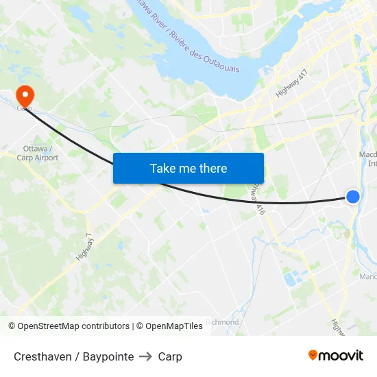 Cresthaven / Baypointe to Carp map