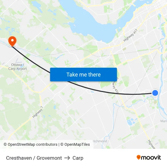 Cresthaven / Grovemont to Carp map