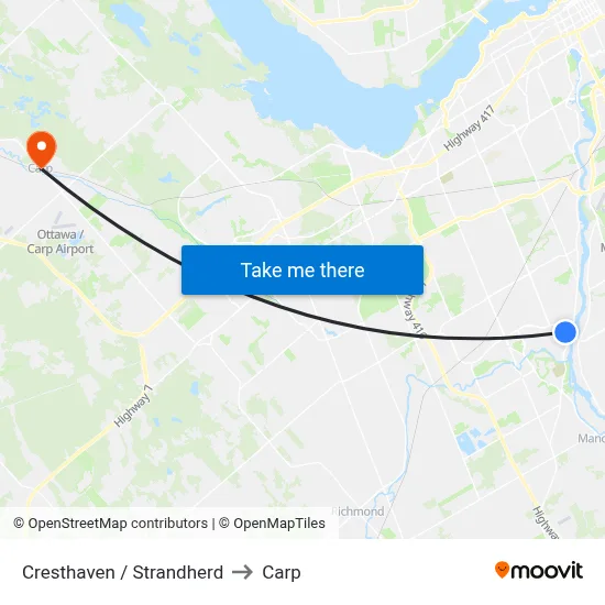 Cresthaven / Strandherd to Carp map