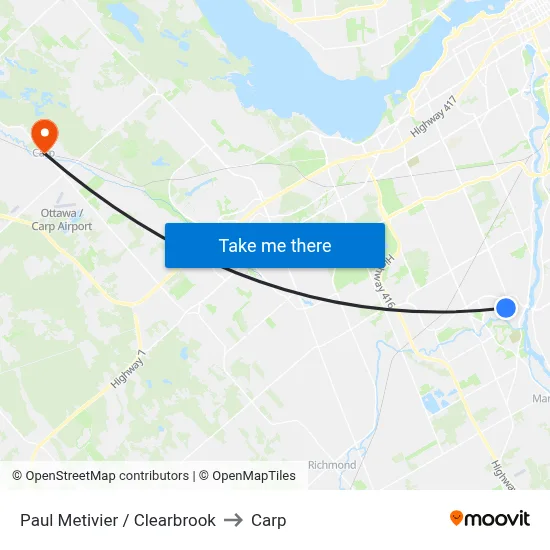 Paul Metivier / Clearbrook to Carp map