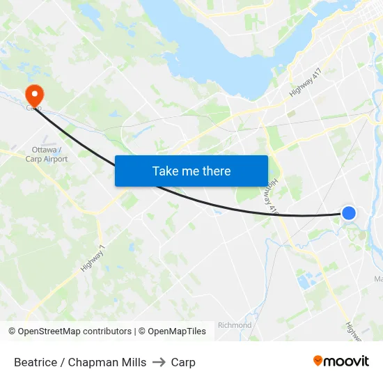 Beatrice / Chapman Mills to Carp map