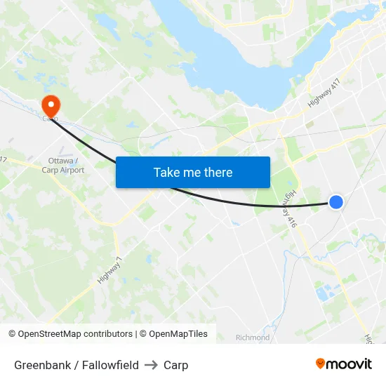 Greenbank / Fallowfield to Carp map