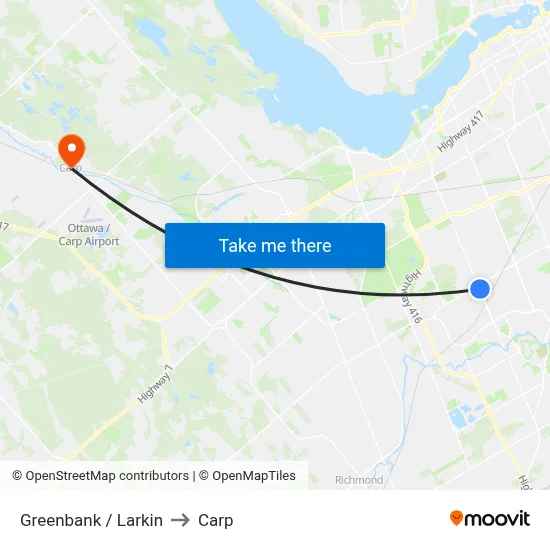 Greenbank / Larkin to Carp map