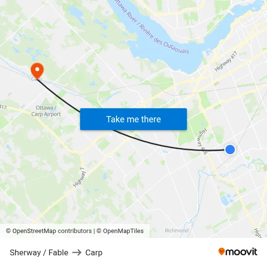Sherway / Fable to Carp map