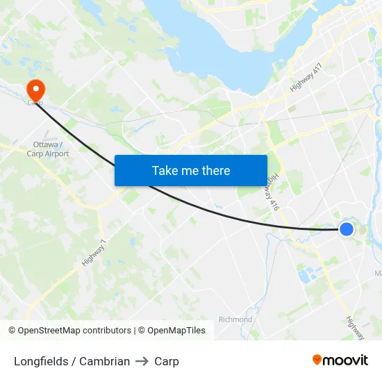Longfields / Cambrian to Carp map