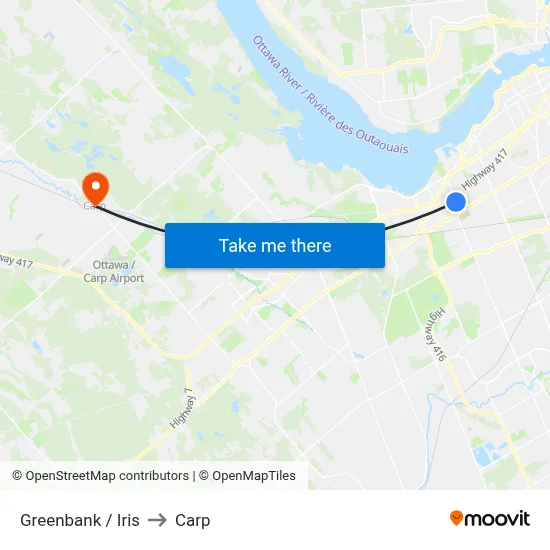 Greenbank / Iris to Carp map