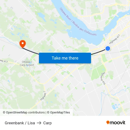 Greenbank / Lisa to Carp map