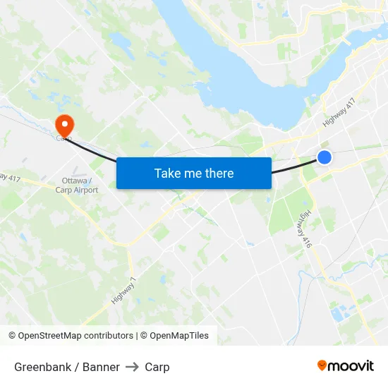 Greenbank / Banner to Carp map