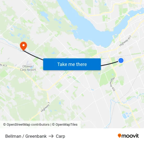 Bellman / Greenbank to Carp map
