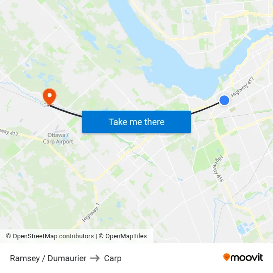 Ramsey / Dumaurier to Carp map