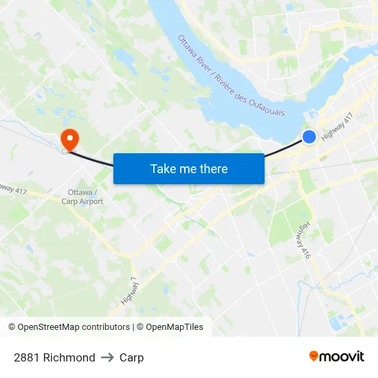 2881 Richmond to Carp map