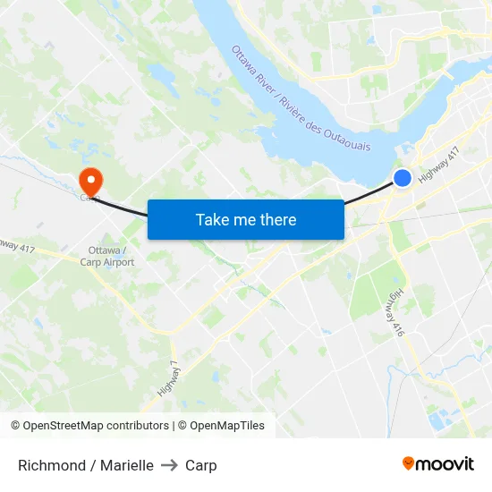 Richmond / Marielle to Carp map