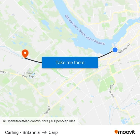 Carling / Britannia to Carp map