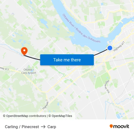 Carling / Pinecrest to Carp map